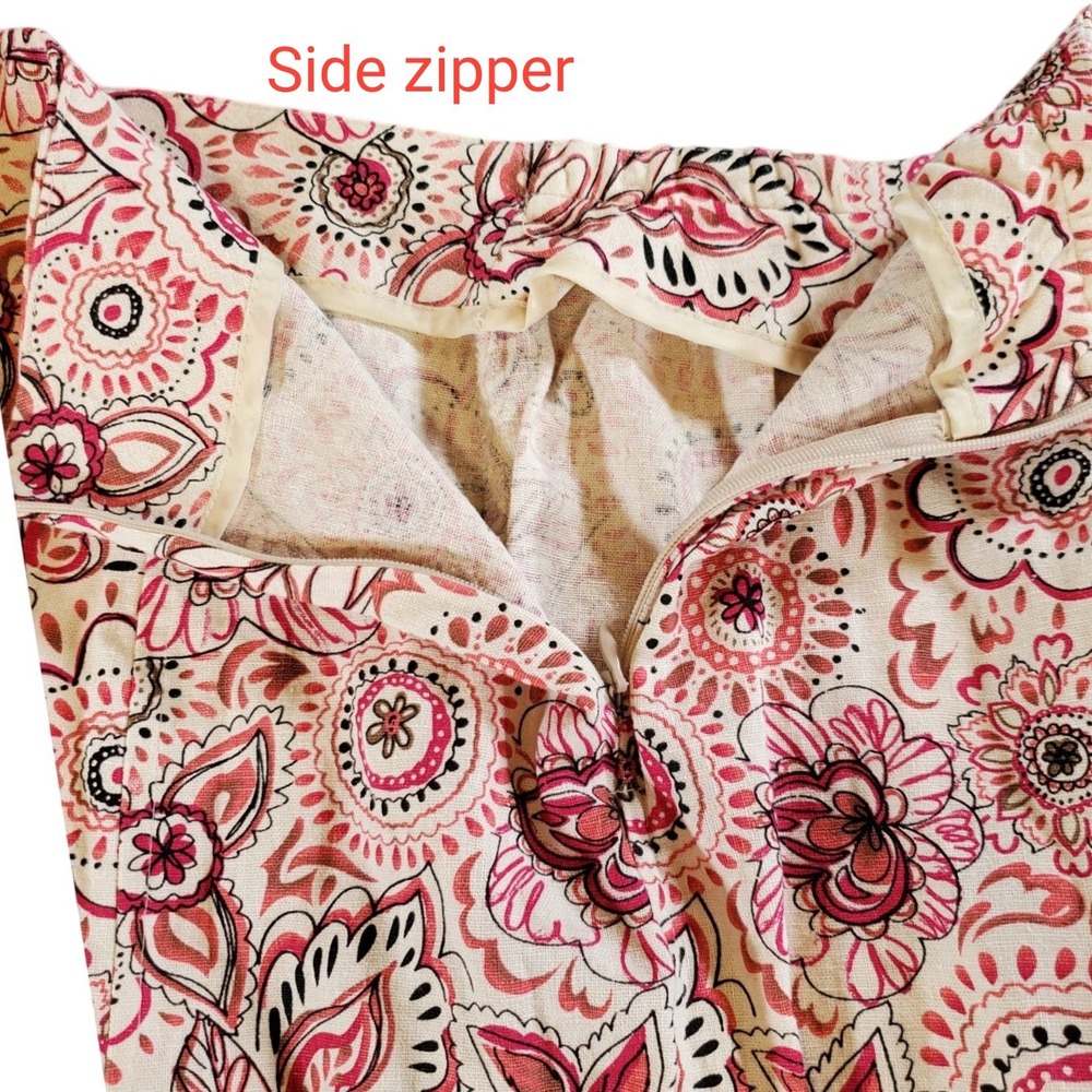 Christopher & Banks Y2K Pink Floral Linen Blend A-Line Midi Skirt‎ Size 10 - Picture 5 of 8